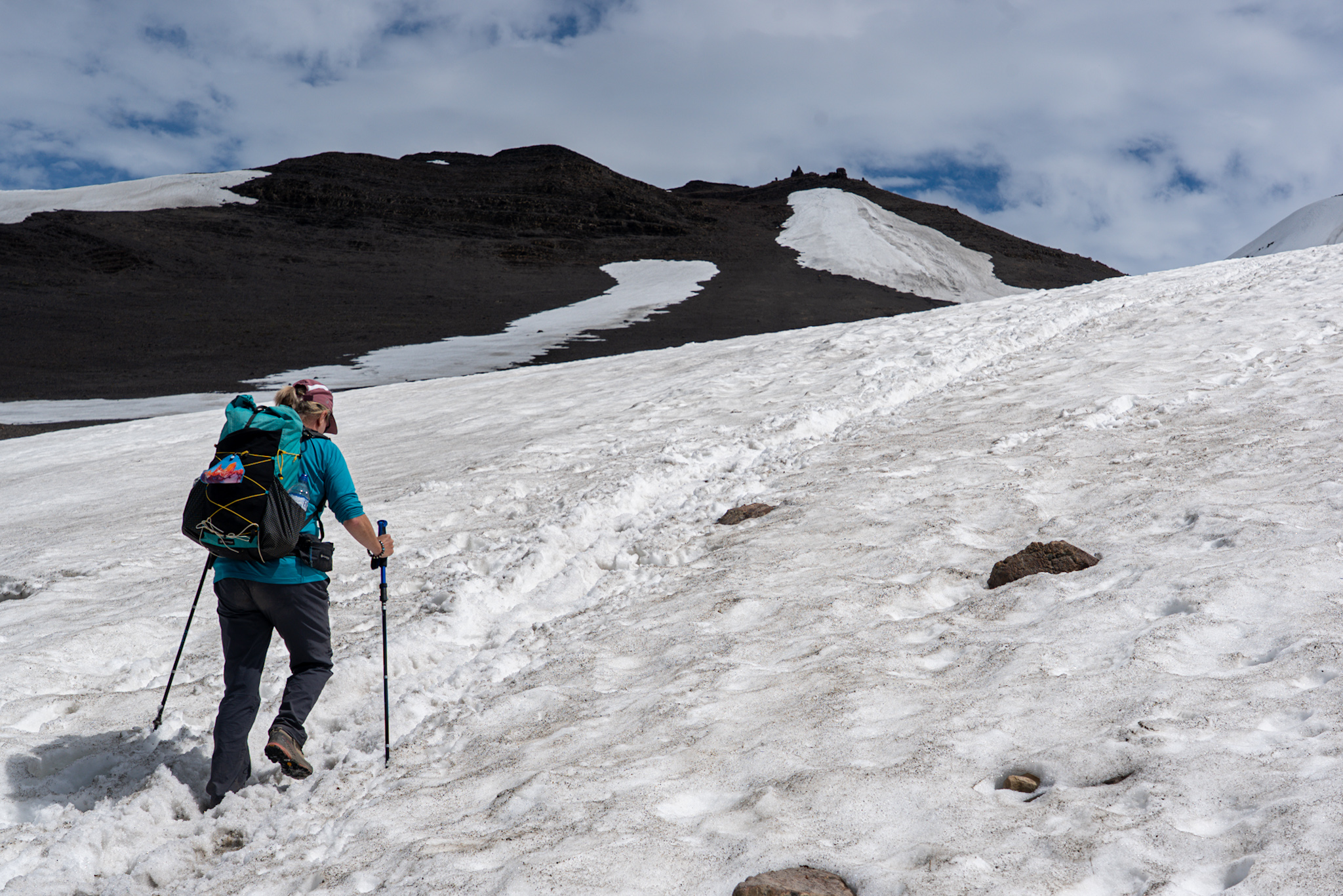 Ascending easy snow slopes